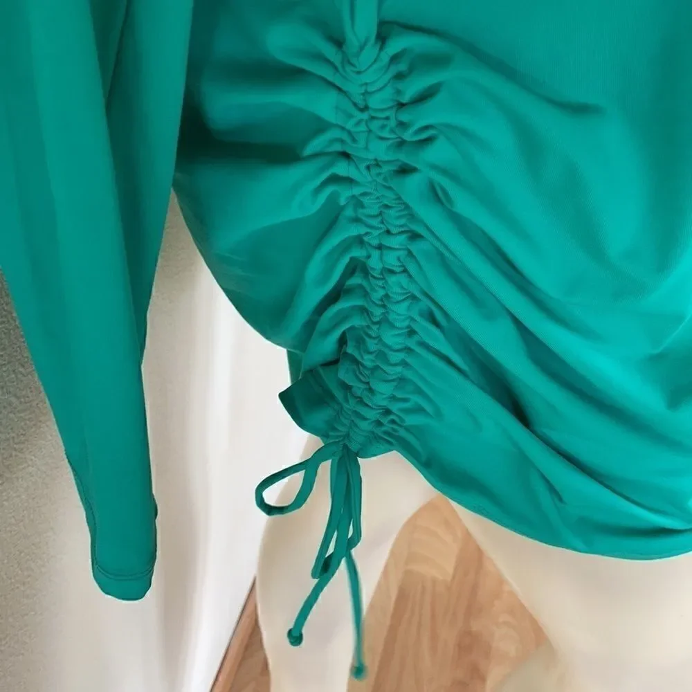 Land’s End Plus Regular Sizes Coverup Ruched Rashguard tunic Green Various